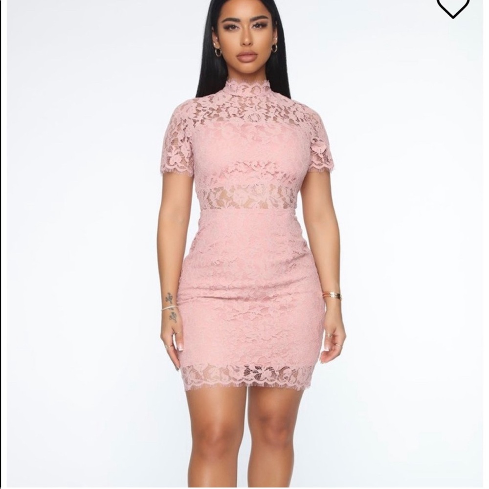 Rose Pink Lace Mini Dress